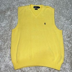Vintage Polo by Ralph Lauren Sweater Vest - Yellow - Size Large - 100% Cotton